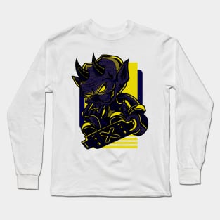 Little Demon Skateboard Purple Yellow Long Sleeve T-Shirt